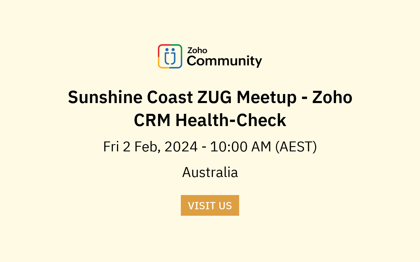 Sunshine Coast ZUG Meetup Zoho CRM HealthCheck